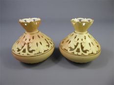 A Pair of Lock & Co Lattice-work Blush-ware Vases