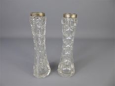 Two Silver-Topped Cut Glass Bud Vases