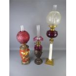 Three Late Victorian Cut-glass Oil Lamps