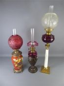 Three Late Victorian Cut-glass Oil Lamps