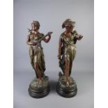 A Pair of Bronzed Classical Figurines