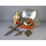 A Cardboard Box Containing Miscellaneous Nursery and Tin Plate Toys