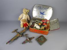 A Cardboard Box Containing Miscellaneous Nursery and Tin Plate Toys