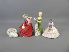 A  Quantity of Royal Doulton Figurines, including Autumn Breezes approx 26 cms, Masque (rejected) 23