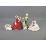 A  Quantity of Royal Doulton Figurines, including Autumn Breezes approx 26 cms, Masque (rejected) 23