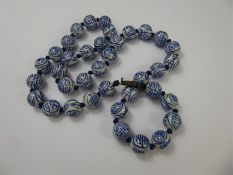 Chinese Blue and White Porcelain Beaded Necklace