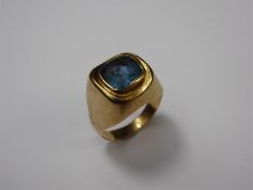 An Antique 14ct Yellow Gold Blue Topaz Ring