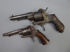 Two Belgium 7mm Pin Fire Revolvers