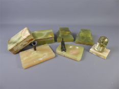 Six Green Onyx Desk Accessories