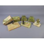 Six Green Onyx Desk Accessories