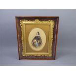 A Photograph of a Victorian Lady set Within a Mahogany Easel Frame.