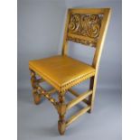 Five Handsome Oak Carved Dining Chairs