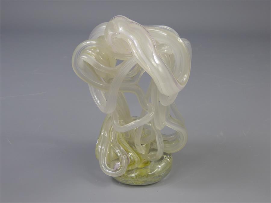A Hand-Blown Opaque Yellow Art Glass Knot Sculpture/Paperweight - Image 2 of 2