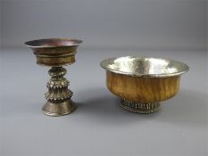 Antique Tibetan Silver-Lined Burr Walnut Bowl