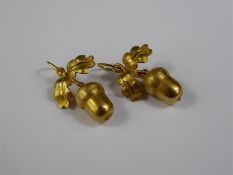 A Pair of Antique 14ct Yellow Gold Acorn Earrings