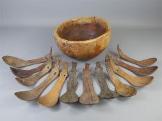 A Collection of Twelve Coconut Spoons