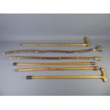 Five Miscellaneous Wood-Carved Walking Sticks