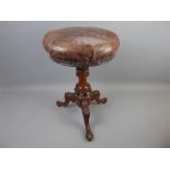 A Victorian Adjustable Walnut Piano Stool