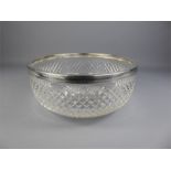 A Silver Collared Cut-crystal Fruit Bowl