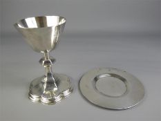 A Victorian Silver Communion Chalice and Plate