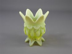 A Small Victorian Vaseline Primrose Yellow Spill Vase
