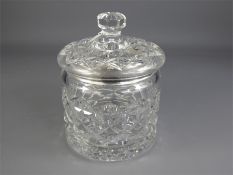 A Silver-Rimmed Cut-Crystal Ice Bucket and Cover