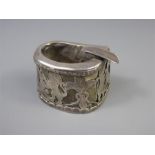 A Persian Silver and Horn Snuff Box and Ashtray