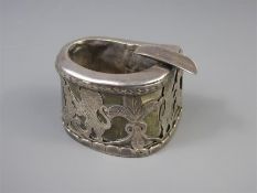 A Persian Silver and Horn Snuff Box and Ashtray