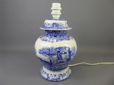 A Blue and White Spode "Italian" Lamp Base