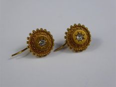 A Pair of Antique 18ct Yellow Gold and Old Cut Diamond Earrings