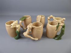 Dorothy Kindell American (1909-1961) Ceramic Striptease Mugs