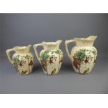 Three Victorian Graduated Porcelain Jugs