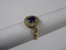 An Antique 18ct Yellow Gold, Platinum Sapphire and Diamond Ring