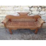 A Fruit Wood Vintage Rattan Seated Couch