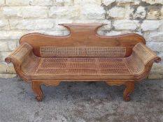 A Fruit Wood Vintage Rattan Seated Couch