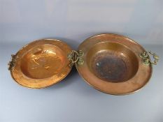 Two Antique Spanish Copper Brazier Bowls