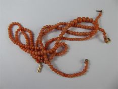 Two Antique Pink Coral Necklaces