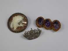 Antique Silver Gilt and Amethyst Brooch