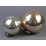 Two Large Mirrored Glass Witches Balls