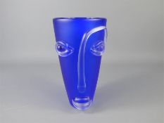 Iestyn Davis Welsh Signed Art Glass 'Blow Zone' Vivid Blue Vase