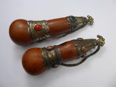 Two Tekke Turkman Silver Mounted Perfume Gourds