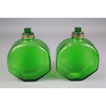 A Pair of Green Bottle Flasks.