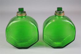 A Pair of Green Bottle Flasks.