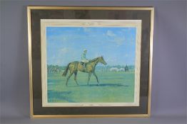 From a painting by Keith Money, a print of Lester Piggott on Dahlia