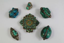 A Quantity of Antique Tibetan Turquoise Jewellery