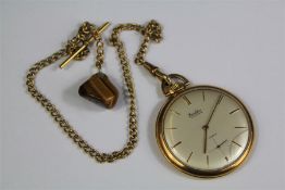A Gold-plated Bentima 17 Jewel Open-faced Pocket Watch.