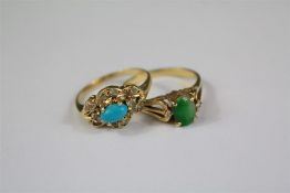 A 14ct Yellow Gold Turquoise Ring