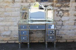 A Contemporary Glass-Mirrored Glass Dressing Table