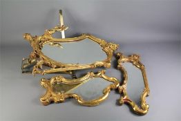 A Gold-Painted Three-Fold Dressing Table Mirror.