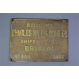 Maritime Interest - Brass Shipbuilder's Plate
